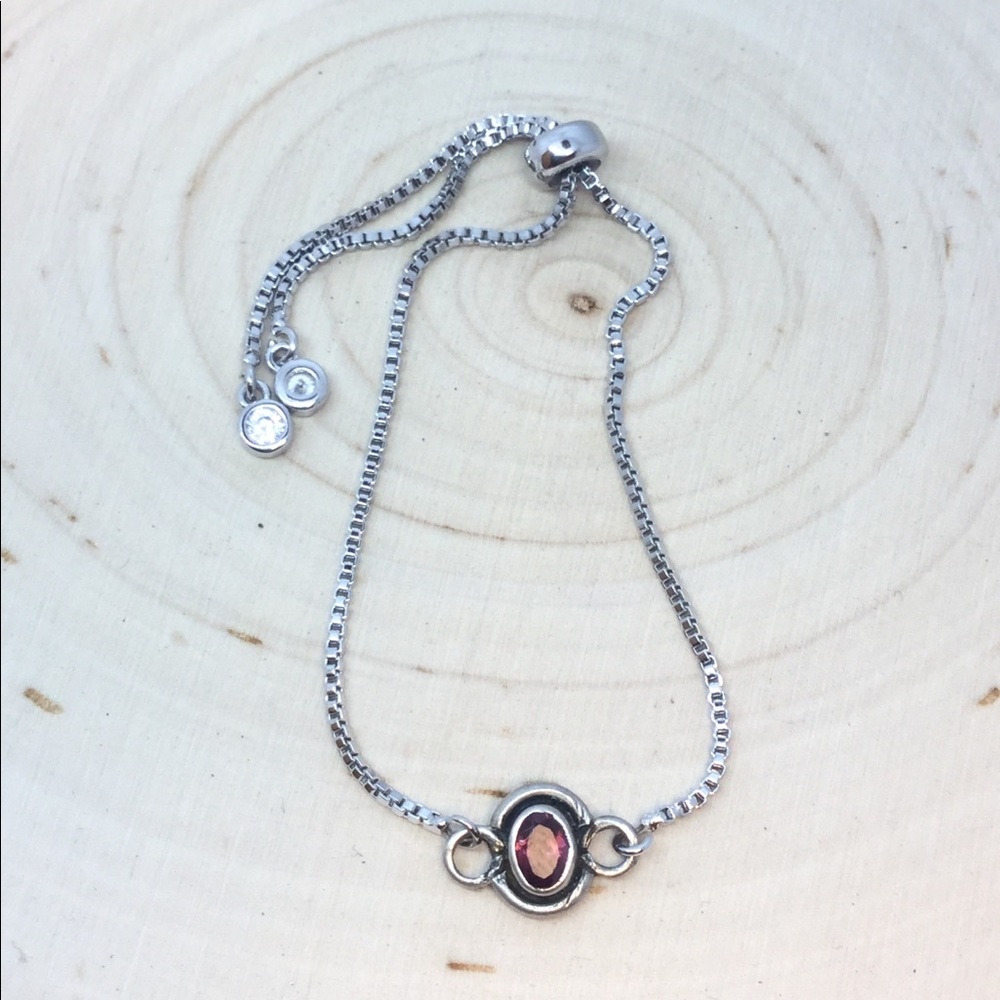 Vtg Sterling silver ruby sliding bead bracelet